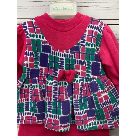 Celebrity Kids Multicolor Top Pink Bottoms Patch On Sleeves 12 Months 2 Piece Se - Picture 3 of 10